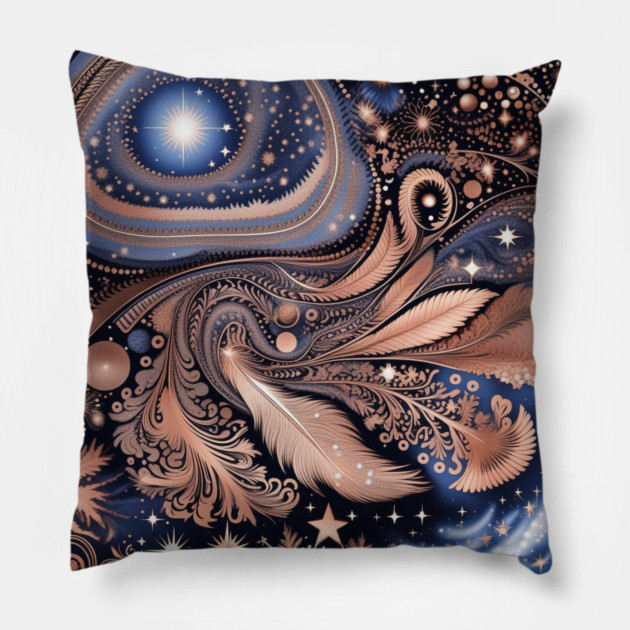 Other Worldly Designs- nebulas, stars, galaxies, planets with feathers Pillow by BirdsnStuff
