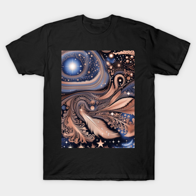 Other Worldly Designs- nebulas, stars, galaxies, planets with feathers T-Shirt by BirdsnStuff