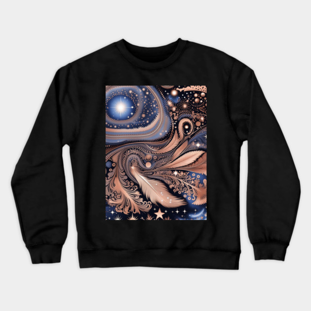 Other Worldly Designs- nebulas, stars, galaxies, planets with feathers Crewneck Sweatshirt by BirdsnStuff