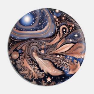 Other Worldly Designs- nebulas, stars, galaxies, planets with feathers Pin