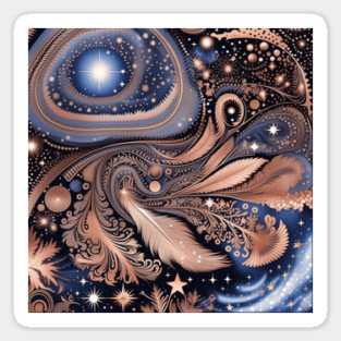 Other Worldly Designs- nebulas, stars, galaxies, planets with feathers Sticker