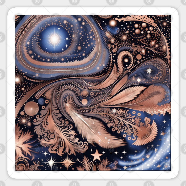 Other Worldly Designs- nebulas, stars, galaxies, planets with feathers Sticker by BirdsnStuff