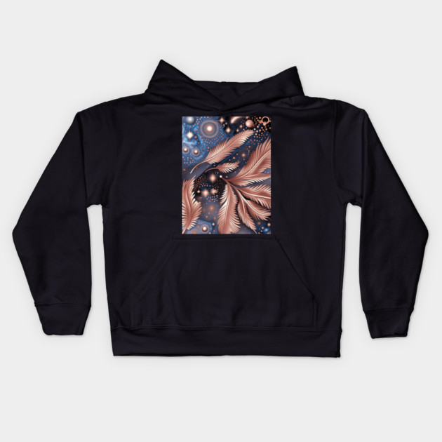Other Worldly Designs- nebulas, stars, galaxies, planets with feathers Kids Hoodie by BirdsnStuff