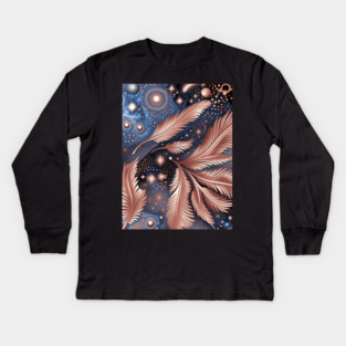 Other Worldly Designs- nebulas, stars, galaxies, planets with feathers Kids Long Sleeve T-Shirt