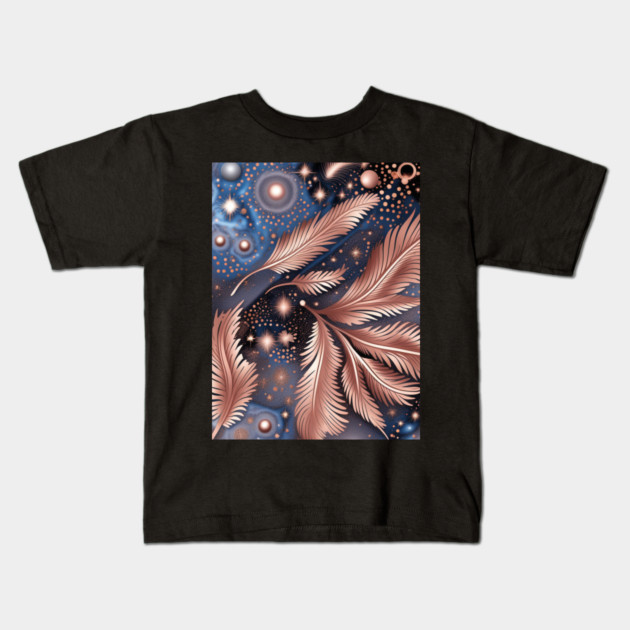 Other Worldly Designs- nebulas, stars, galaxies, planets with feathers Kids T-Shirt by BirdsnStuff