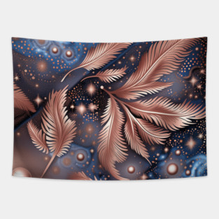Other Worldly Designs- nebulas, stars, galaxies, planets with feathers Tapestry