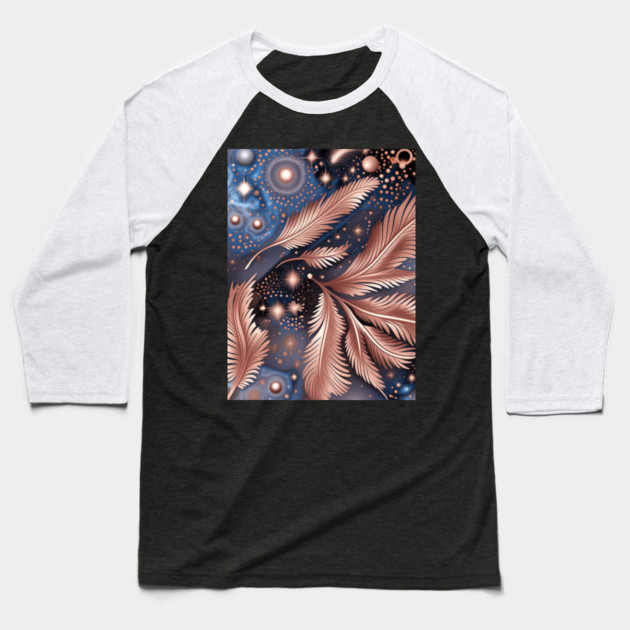Other Worldly Designs- nebulas, stars, galaxies, planets with feathers Baseball T-Shirt by BirdsnStuff