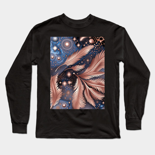 Other Worldly Designs- nebulas, stars, galaxies, planets with feathers Long Sleeve T-Shirt by BirdsnStuff
