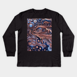 Other Worldly Designs- nebulas, stars, galaxies, planets with feathers Kids Long Sleeve T-Shirt
