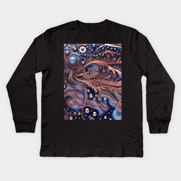 Other Worldly Designs- nebulas, stars, galaxies, planets with feathers Kids Long Sleeve T-Shirt by BirdsnStuff