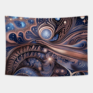 Other Worldly Designs- nebulas, stars, galaxies, planets with feathers Tapestry