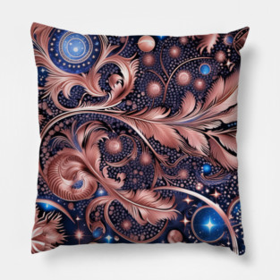 Other Worldly Designs- nebulas, stars, galaxies, planets with feathers Pillow