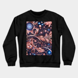 Other Worldly Designs- nebulas, stars, galaxies, planets with feathers Crewneck Sweatshirt