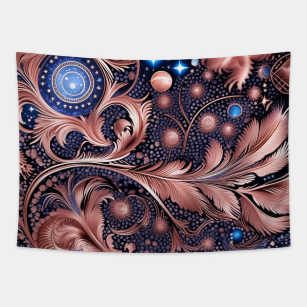 Other Worldly Designs- nebulas, stars, galaxies, planets with feathers Tapestry by BirdsnStuff