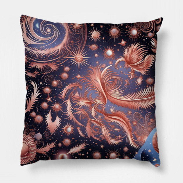 Other Worldly Designs- nebulas, stars, galaxies, planets with feathers Pillow by BirdsnStuff