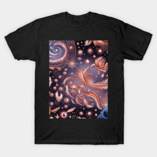 Other Worldly Designs- nebulas, stars, galaxies, planets with feathers T-Shirt
