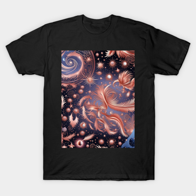 Other Worldly Designs- nebulas, stars, galaxies, planets with feathers T-Shirt by BirdsnStuff