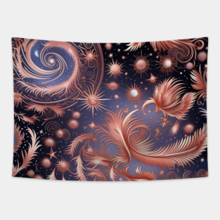 Other Worldly Designs- nebulas, stars, galaxies, planets with feathers Tapestry