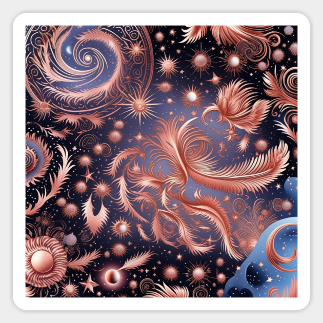 Other Worldly Designs- nebulas, stars, galaxies, planets with feathers Magnet by BirdsnStuff