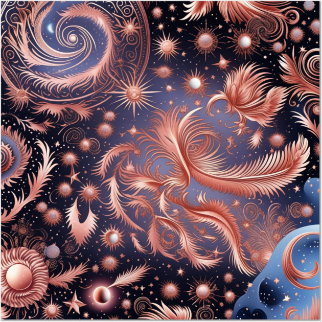 Other Worldly Designs- nebulas, stars, galaxies, planets with feathers Wall Art by BirdsnStuff