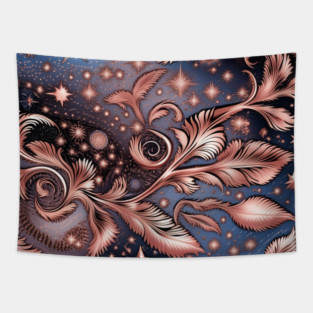 Other Worldly Designs- nebulas, stars, galaxies, planets with feathers Tapestry