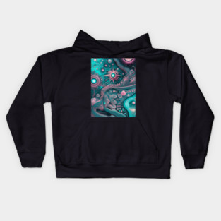Other Worldly Designs- nebulas, stars, galaxies, planets with feathers Kids Hoodie