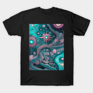 Other Worldly Designs- nebulas, stars, galaxies, planets with feathers T-Shirt