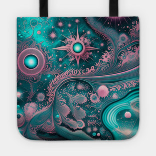 Other Worldly Designs- nebulas, stars, galaxies, planets with feathers Tote