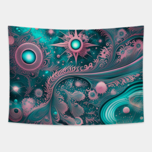 Other Worldly Designs- nebulas, stars, galaxies, planets with feathers Tapestry