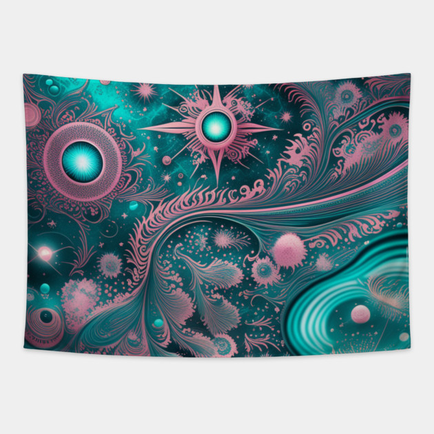 Other Worldly Designs- nebulas, stars, galaxies, planets with feathers Tapestry by BirdsnStuff