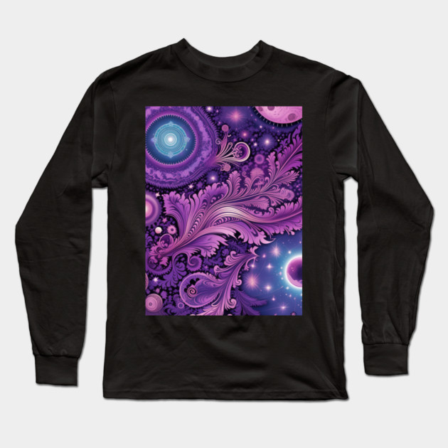 Other Worldly Designs- nebulas, stars, galaxies, planets with feathers Long Sleeve T-Shirt by BirdsnStuff
