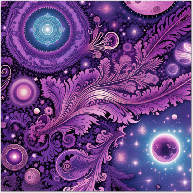 Other Worldly Designs- nebulas, stars, galaxies, planets with feathers Wall Art by BirdsnStuff