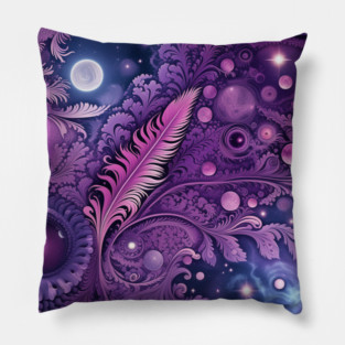 Other Worldly Designs- nebulas, stars, galaxies, planets with feathers Pillow