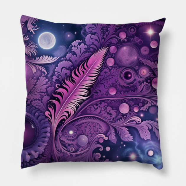 Other Worldly Designs- nebulas, stars, galaxies, planets with feathers Pillow by BirdsnStuff