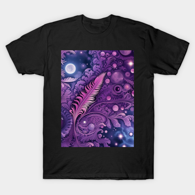 Other Worldly Designs- nebulas, stars, galaxies, planets with feathers T-Shirt by BirdsnStuff