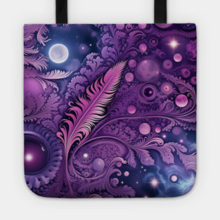 Other Worldly Designs- nebulas, stars, galaxies, planets with feathers Tote