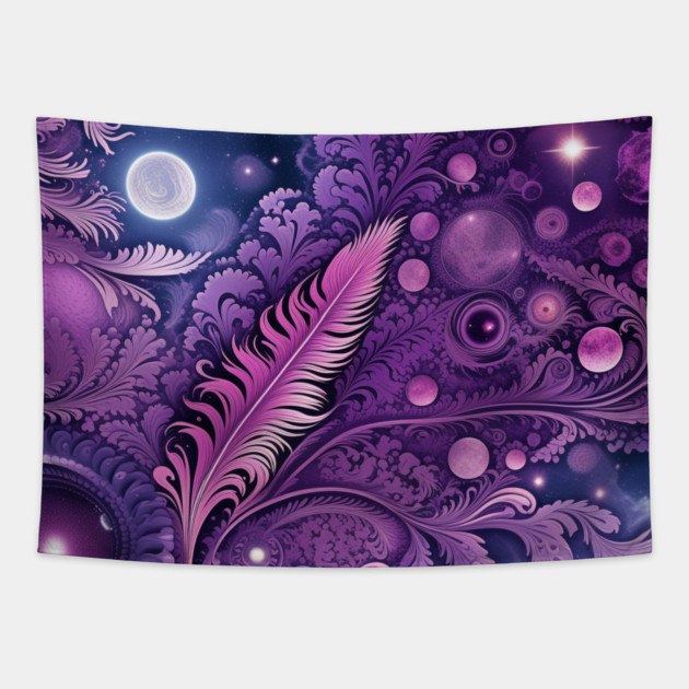 Other Worldly Designs- nebulas, stars, galaxies, planets with feathers Tapestry by BirdsnStuff