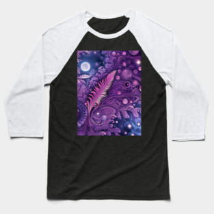 Other Worldly Designs- nebulas, stars, galaxies, planets with feathers Baseball T-Shirt