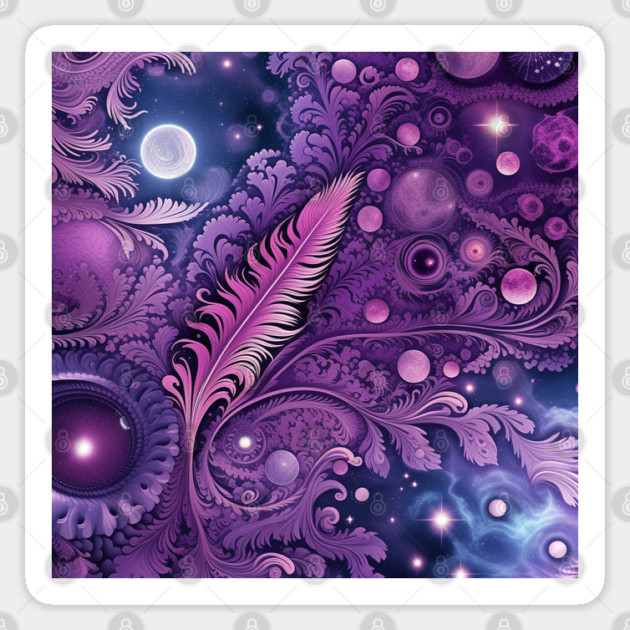 Other Worldly Designs- nebulas, stars, galaxies, planets with feathers Sticker by BirdsnStuff