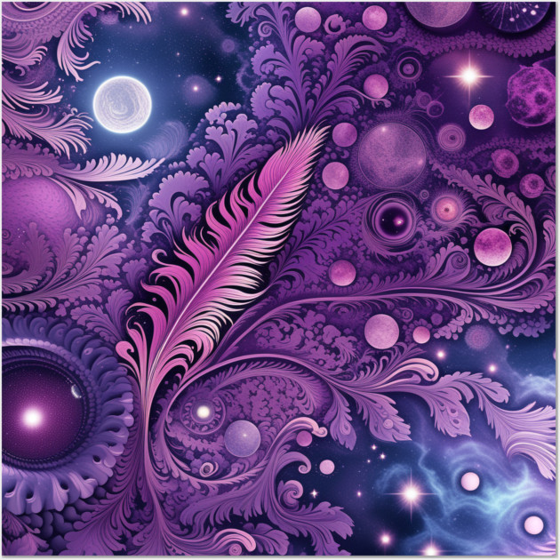 Other Worldly Designs- nebulas, stars, galaxies, planets with feathers Wall Art by BirdsnStuff