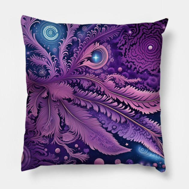 Other Worldly Designs- nebulas, stars, galaxies, planets with feathers Pillow by BirdsnStuff