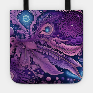 Other Worldly Designs- nebulas, stars, galaxies, planets with feathers Tote