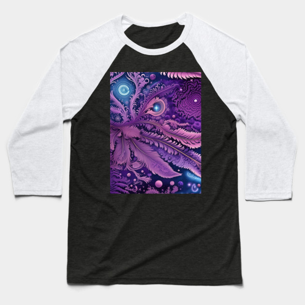 Other Worldly Designs- nebulas, stars, galaxies, planets with feathers Baseball T-Shirt by BirdsnStuff