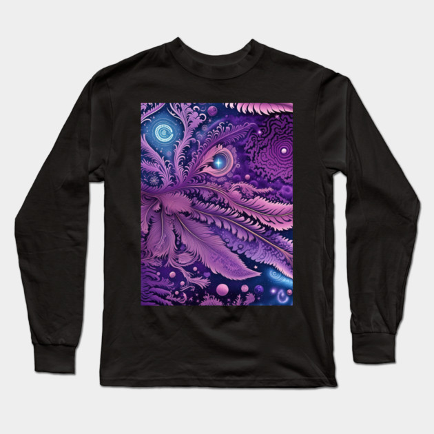 Other Worldly Designs- nebulas, stars, galaxies, planets with feathers Long Sleeve T-Shirt by BirdsnStuff