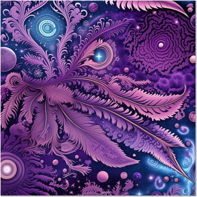 Other Worldly Designs- nebulas, stars, galaxies, planets with feathers Wall Art by BirdsnStuff