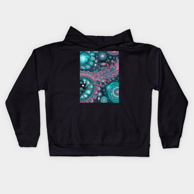 Other Worldly Designs- nebulas, stars, galaxies, planets with feathers Kids Hoodie by BirdsnStuff