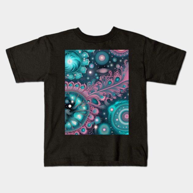 Other Worldly Designs- nebulas, stars, galaxies, planets with feathers Kids T-Shirt by BirdsnStuff