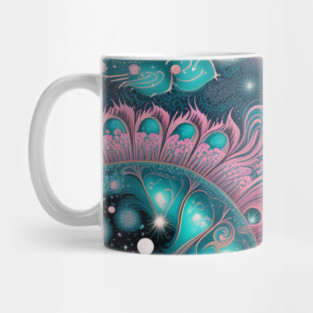 Other Worldly Designs- nebulas, stars, galaxies, planets with feathers Mug