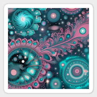 Other Worldly Designs- nebulas, stars, galaxies, planets with feathers Sticker