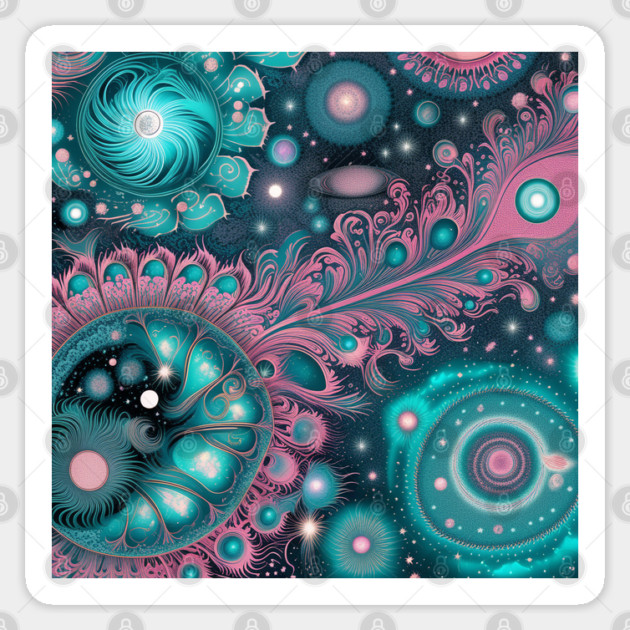 Other Worldly Designs- nebulas, stars, galaxies, planets with feathers Sticker by BirdsnStuff